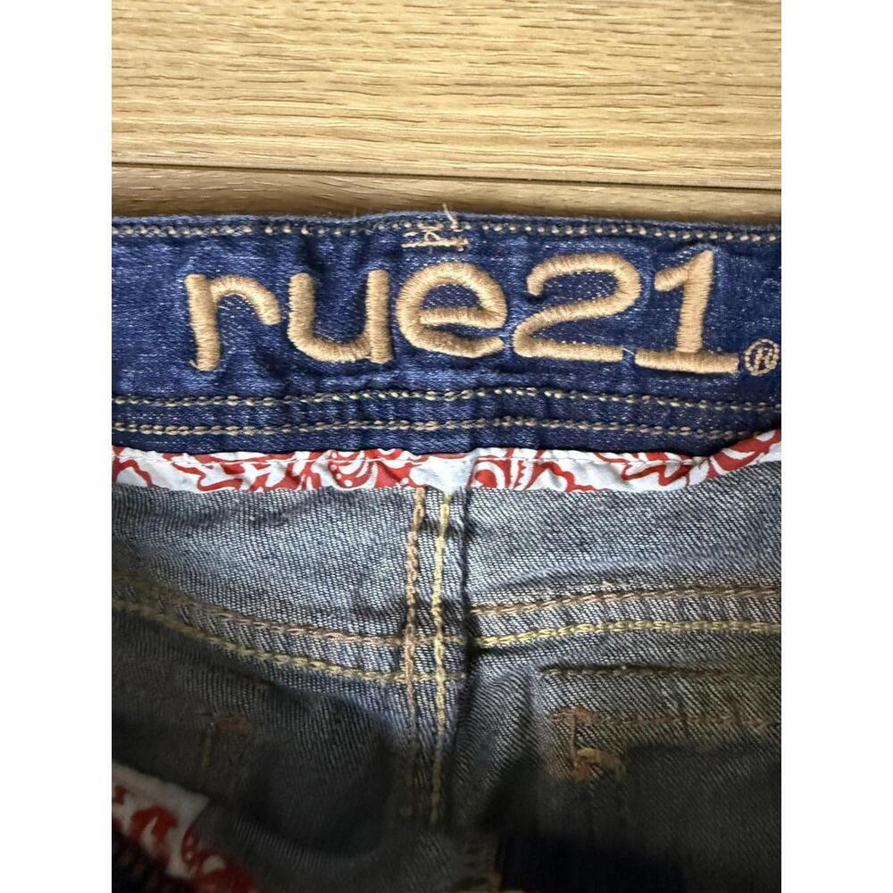 Rue21 Jeans Juniors 7/8 Blue Medium Wash Bootcut Stretch Embroidered Pockets - Picture 5 of 11